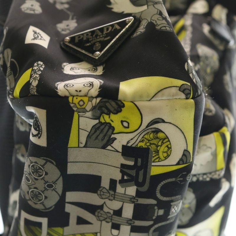 Prada Comic Nylon Backpack Black Yellow