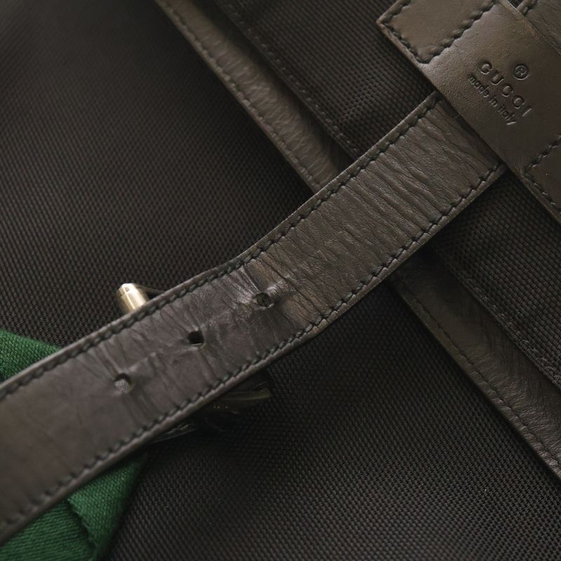 Gucci Sherry Line Backpack Black Nylon Leather