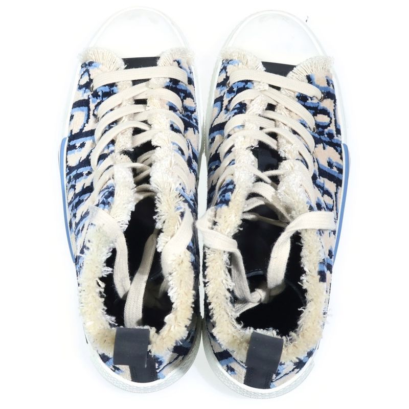Dior High Top Tapestry Oak Bree Allover Pattern High Cut Sneakers Beige