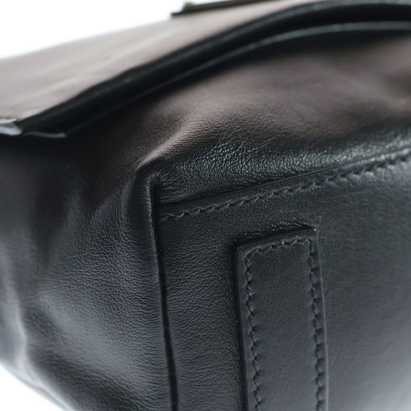 Prada Tessuto Soft Tessuto Triangle Logo Leather Shoulder Bag Black