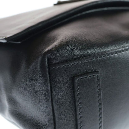 Prada Tessuto Soft Tessuto Triangle Logo Leather Shoulder Bag Black