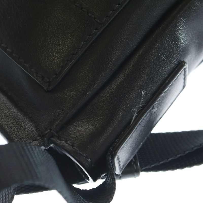 Prada Tessuto Soft Tessuto Triangle Logo Leather Shoulder Bag Black