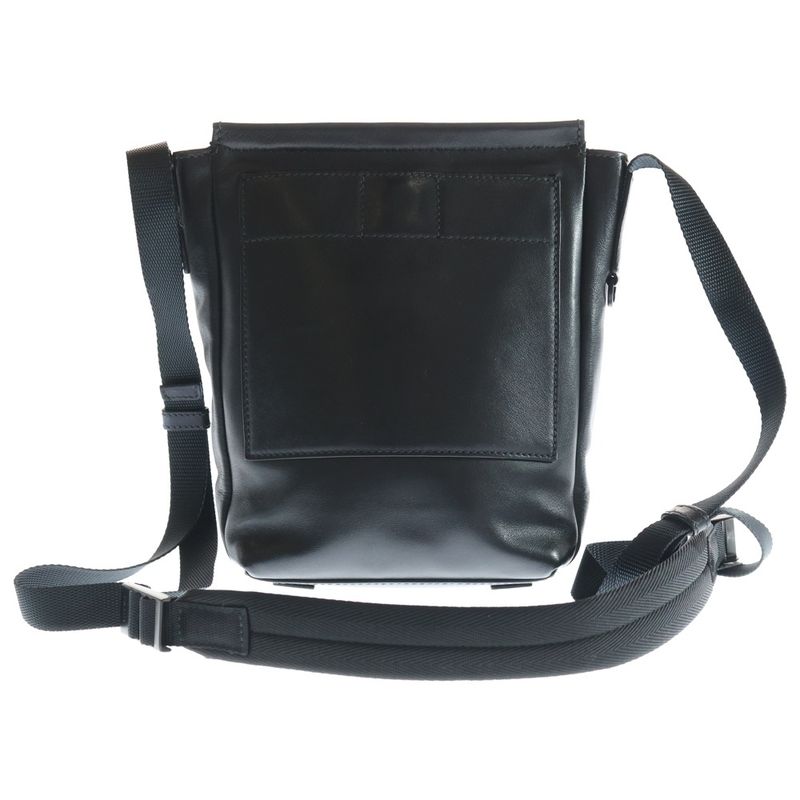 Prada Tessuto Soft Tessuto Triangle Logo Leather Shoulder Bag Black