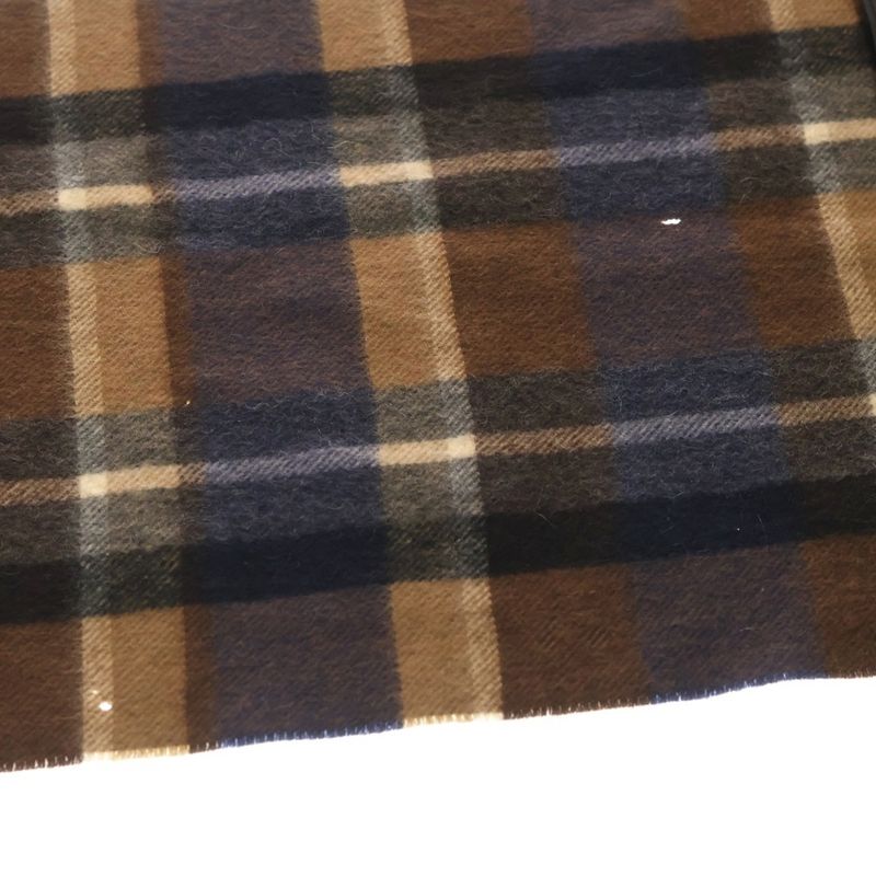 Prada Logo Embroidery Check Muffler Shawl Brown Scarf
