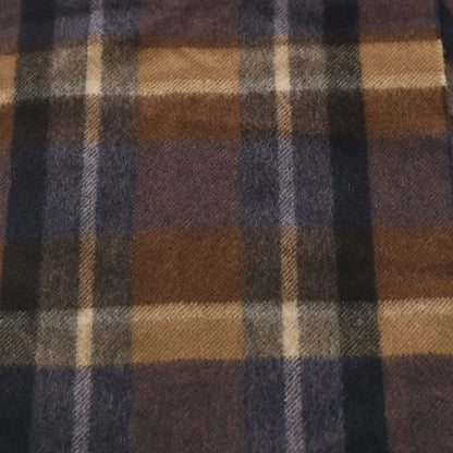 Prada Logo Embroidery Check Muffler Shawl Brown Scarf