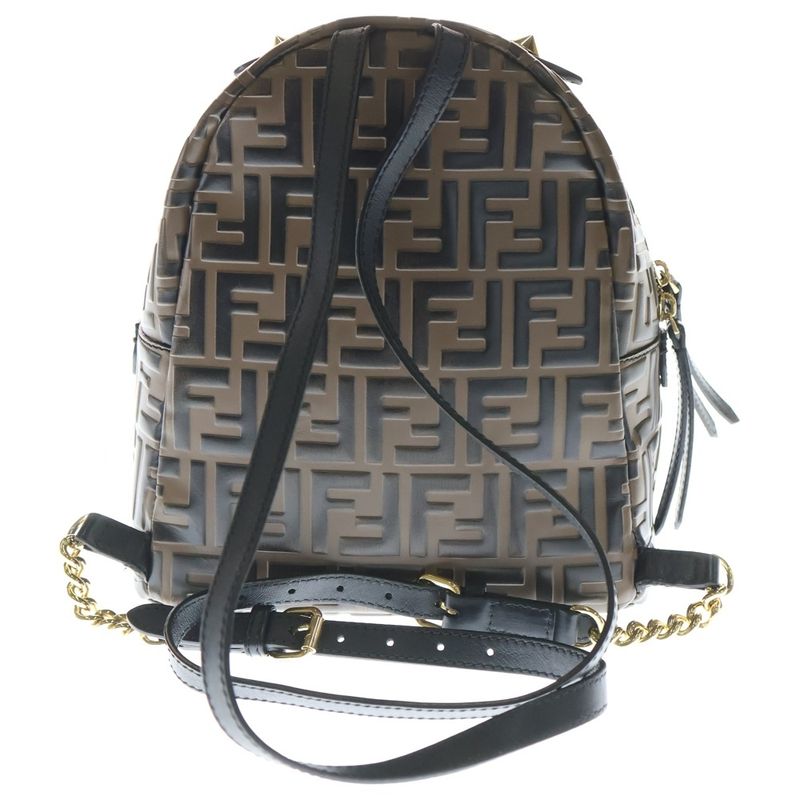 Fendi Zucca Vitheway Leather Backpack Brown