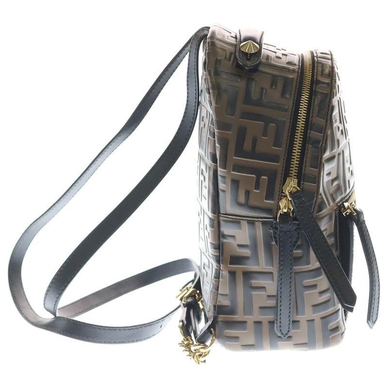 Fendi Zucca Vitheway Leather Backpack Brown