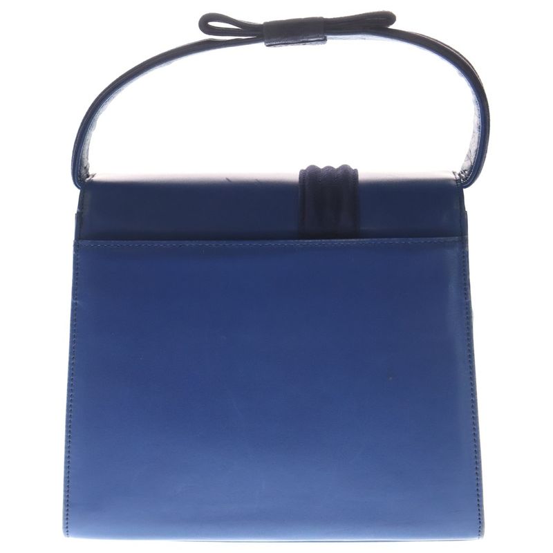 Versace Gianni Ribbon Handle Leather Handbag Blue