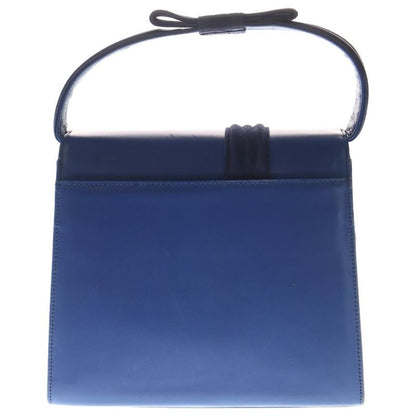 Versace Gianni Ribbon Handle Leather Handbag Blue