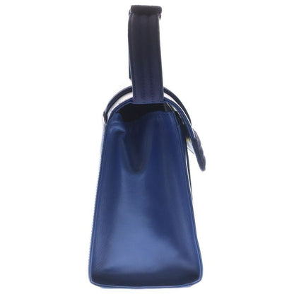 Versace Gianni Ribbon Handle Leather Handbag Blue