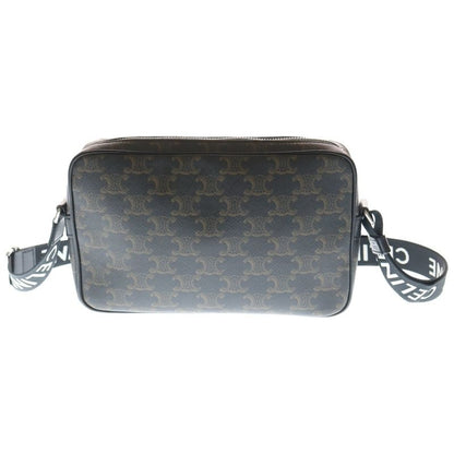 Celine Triomphe Canvas Shoulder Bag Black Brown