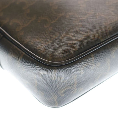 Celine Triomphe Canvas Shoulder Bag Black Brown