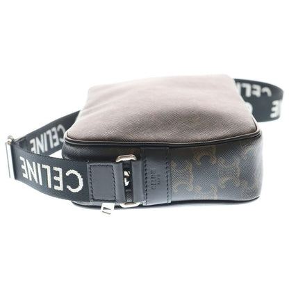 Celine Triomphe Canvas Shoulder Bag Black Brown