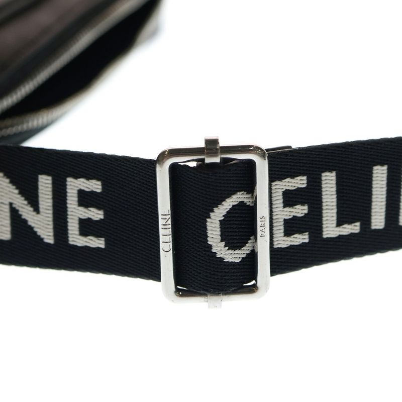 Celine Triomphe Canvas Shoulder Bag Black Brown