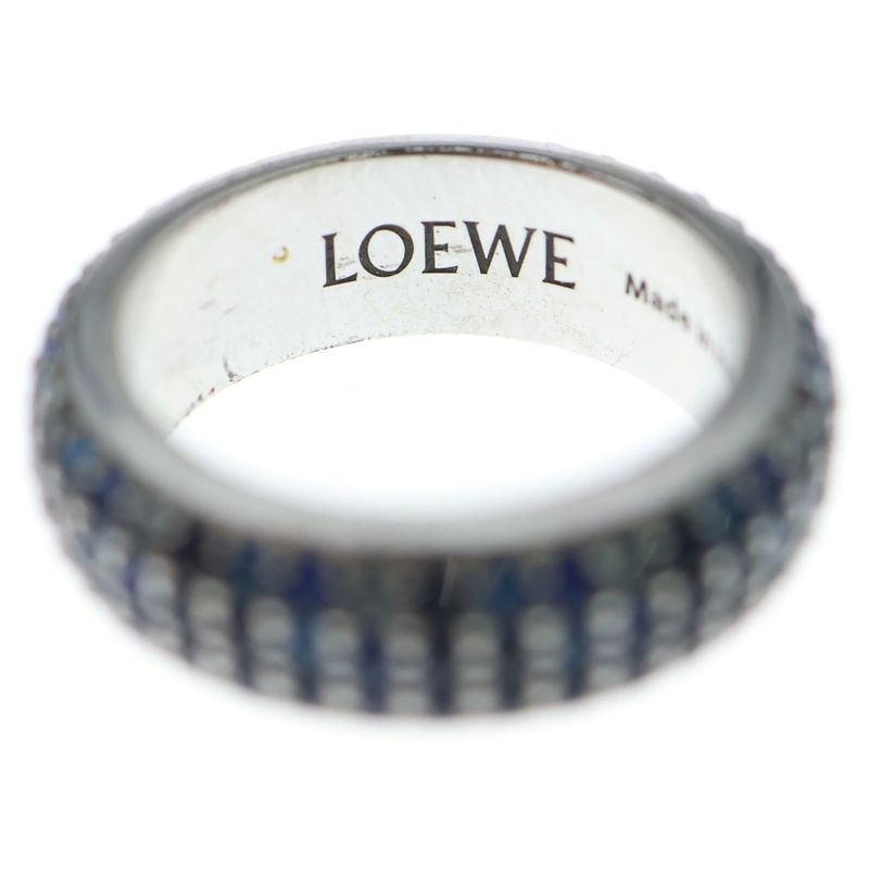 Loewe Thin Ring Pave Crystal Silver Blue