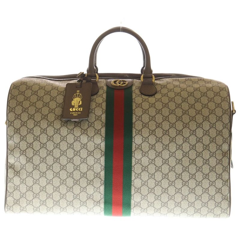 Gucci GG Supreme Sherry Line Boston Bag Brown