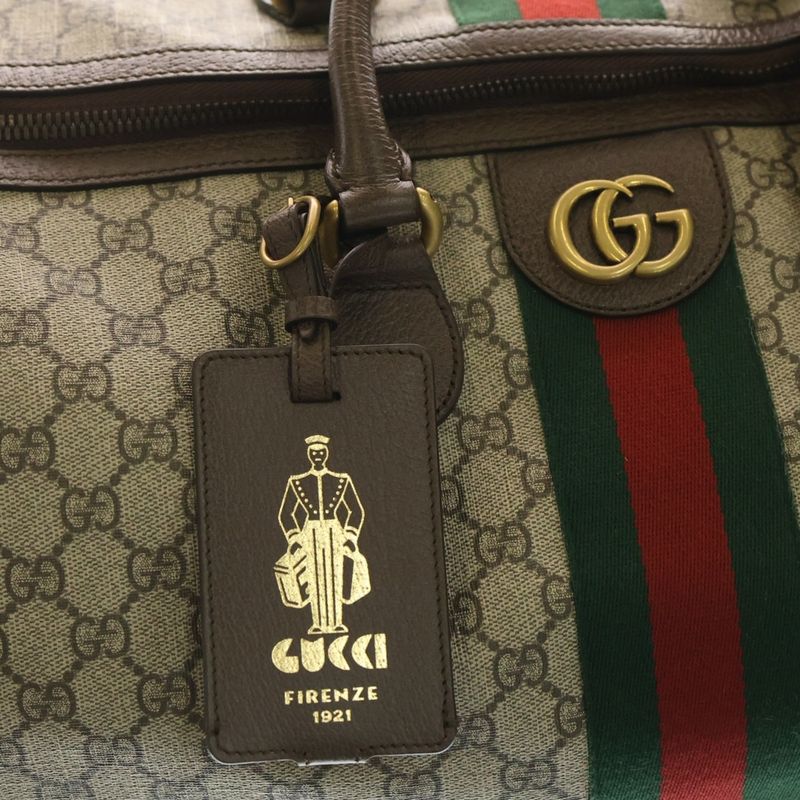 Gucci GG Supreme Sherry Line Boston Bag Brown