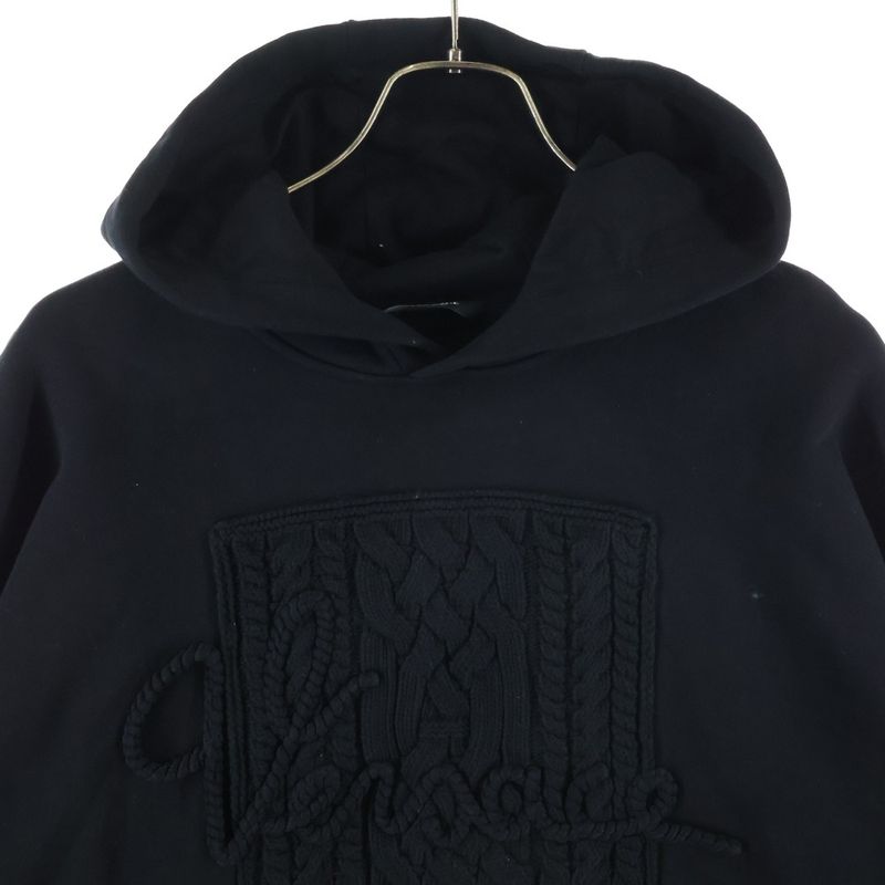 Versace Knit Logo Embroidery Pullover Sweatshirt Hoodie Black