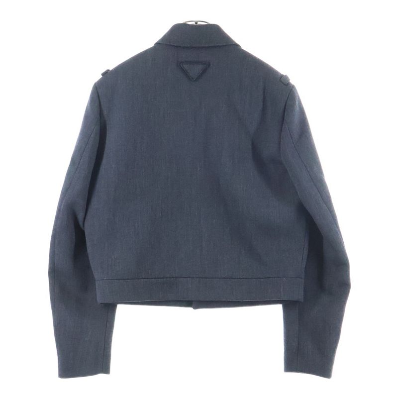 Prada Triangle Logo Wool Jacket Terrace Gray
