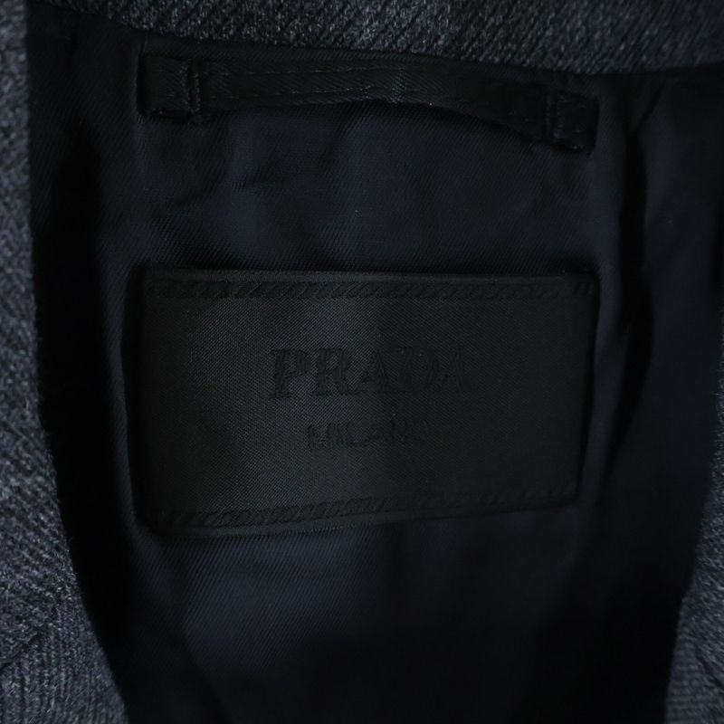 Prada Triangle Logo Wool Jacket Terrace Gray