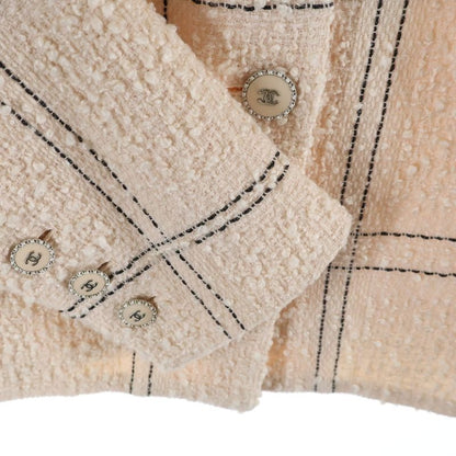 Chanel CC Logo Button Tweed Jacket Pink