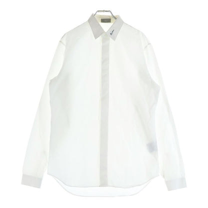 Dior Long Sleeve White Shirt Logo Embroidery Regular Color