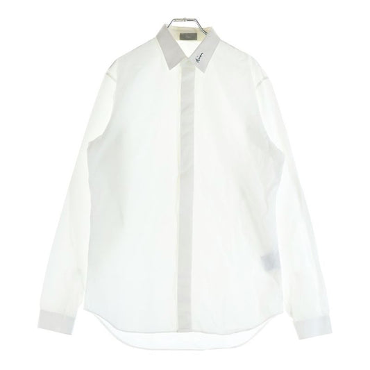Dior Long Sleeve White Shirt Logo Embroidery Regular Color