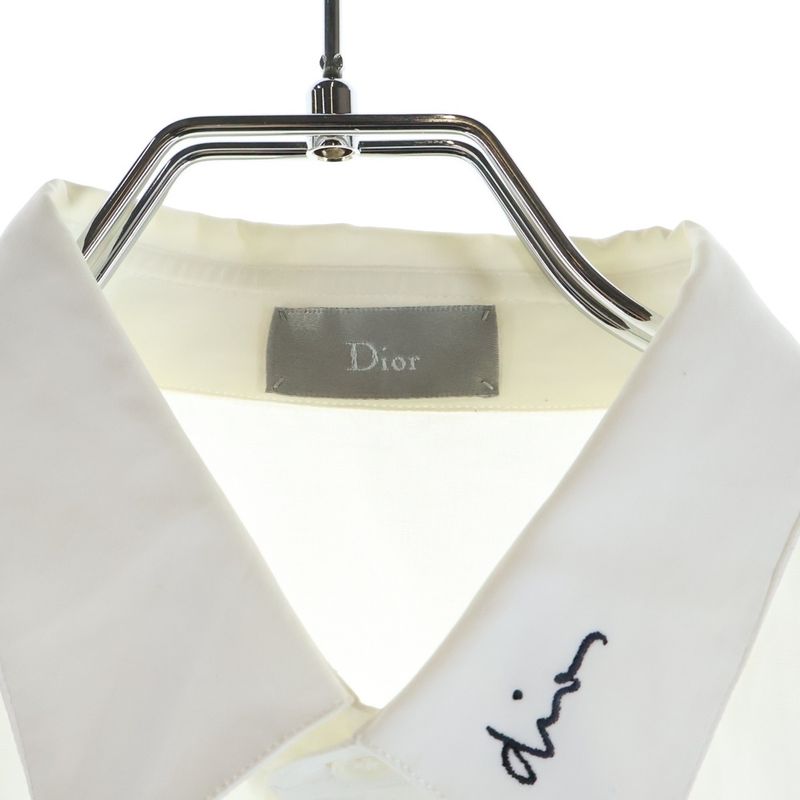 Dior Long Sleeve White Shirt Logo Embroidery Regular Color