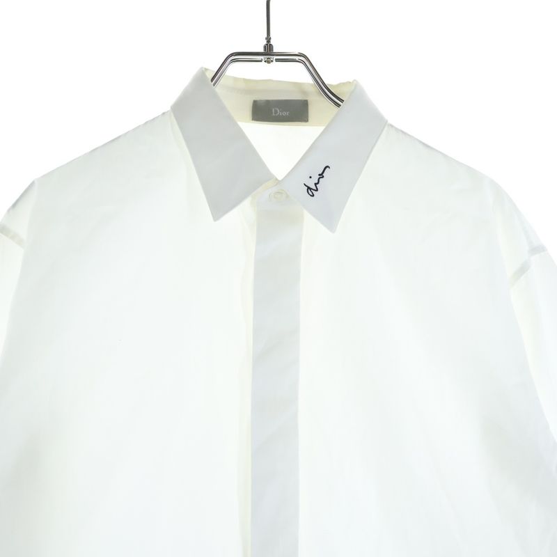 Dior Long Sleeve White Shirt Logo Embroidery Regular Color