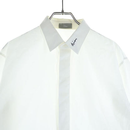 Dior Long Sleeve White Shirt Logo Embroidery Regular Color