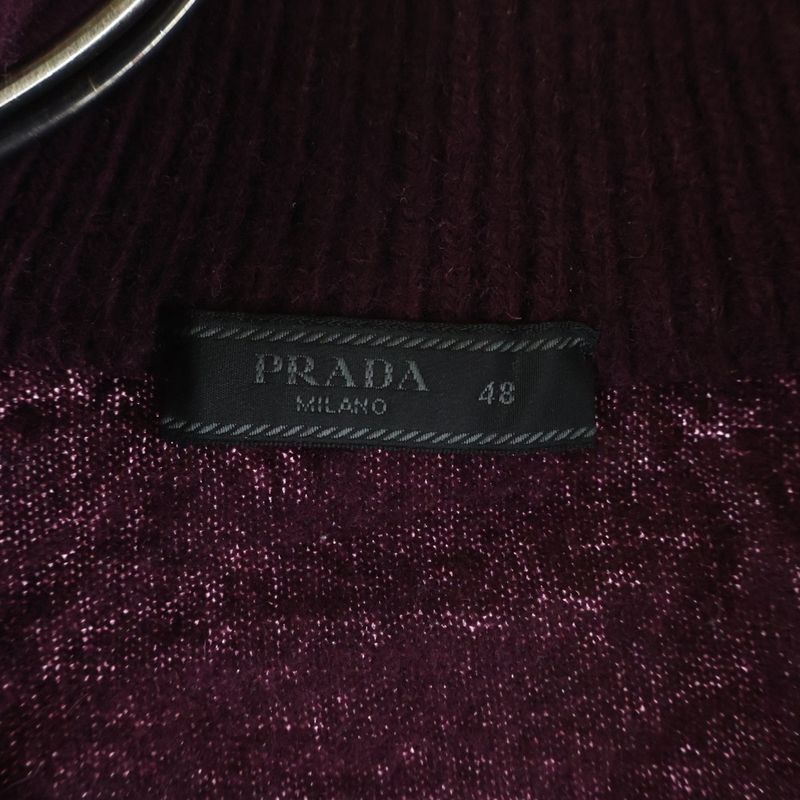 Prada Half Zip Elbow Patch Zip Knit Red