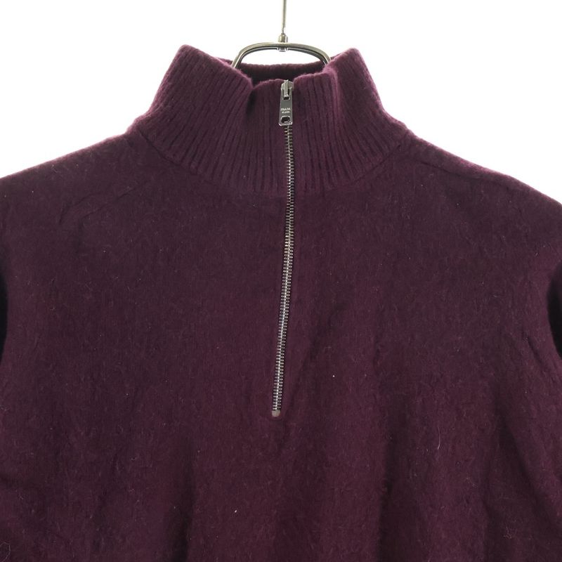 Prada Half Zip Elbow Patch Zip Knit Red