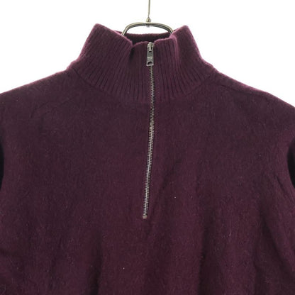 Prada Half Zip Elbow Patch Zip Knit Red