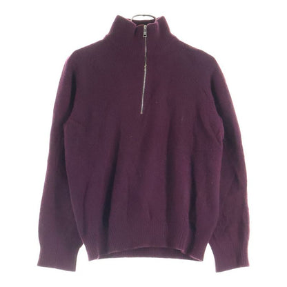 Prada Half Zip Elbow Patch Zip Knit Red
