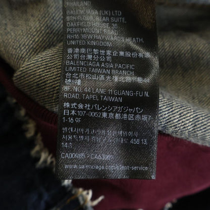 Balenciaga Patched Denim Jacket Docking Zip Up Hooded Indigo