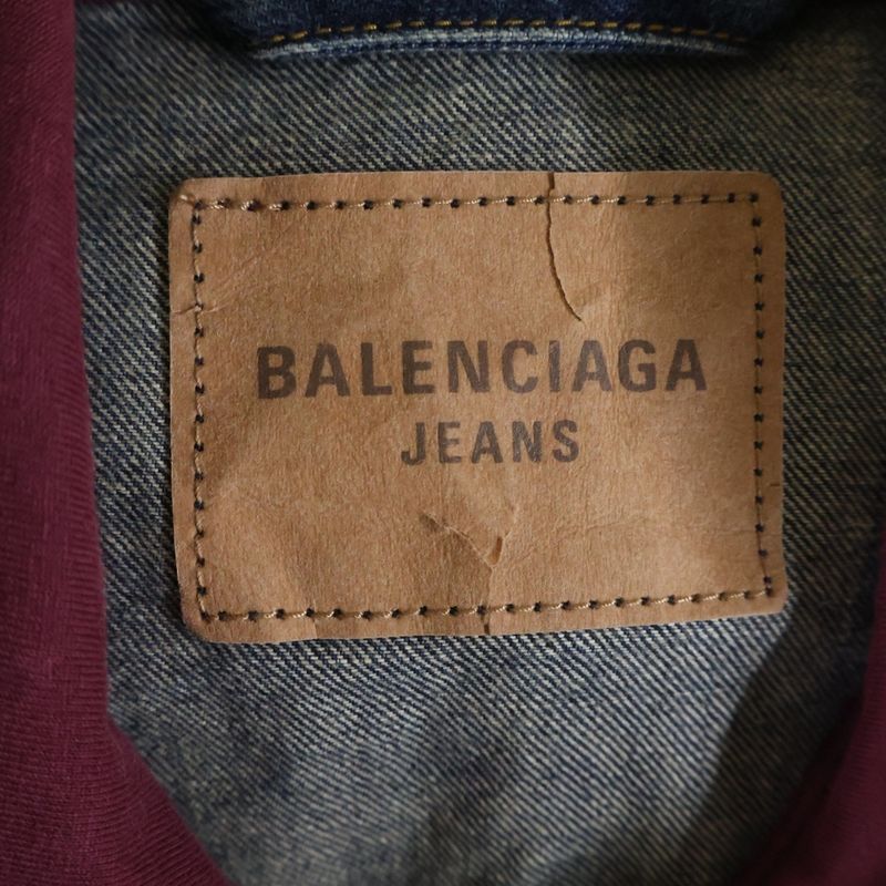 Balenciaga Patched Denim Jacket Docking Zip Up Hooded Indigo