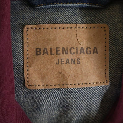 Balenciaga Patched Denim Jacket Docking Zip Up Hooded Indigo