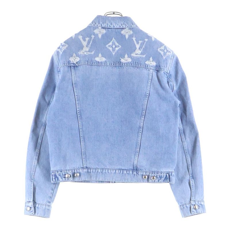 Louis Vuitton Monogram Damaged Trucker Denim Jacket Pnb