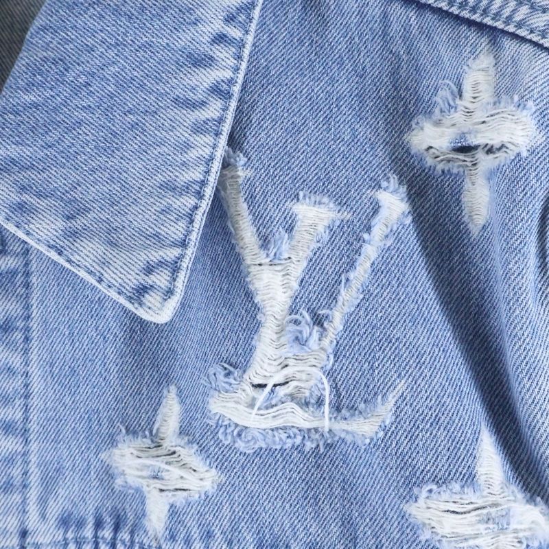 Louis Vuitton Monogram Damaged Trucker Denim Jacket Pnb