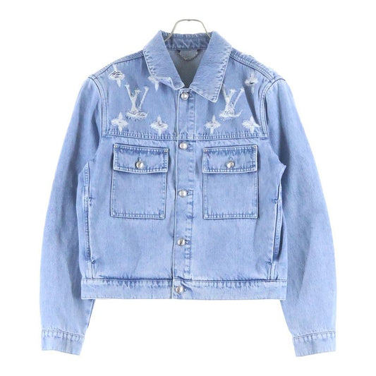 Louis Vuitton Monogram Damaged Trucker Denim Jacket Pnb