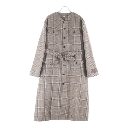 Gucci Wool Check Pattern No Color Long Coat Brown