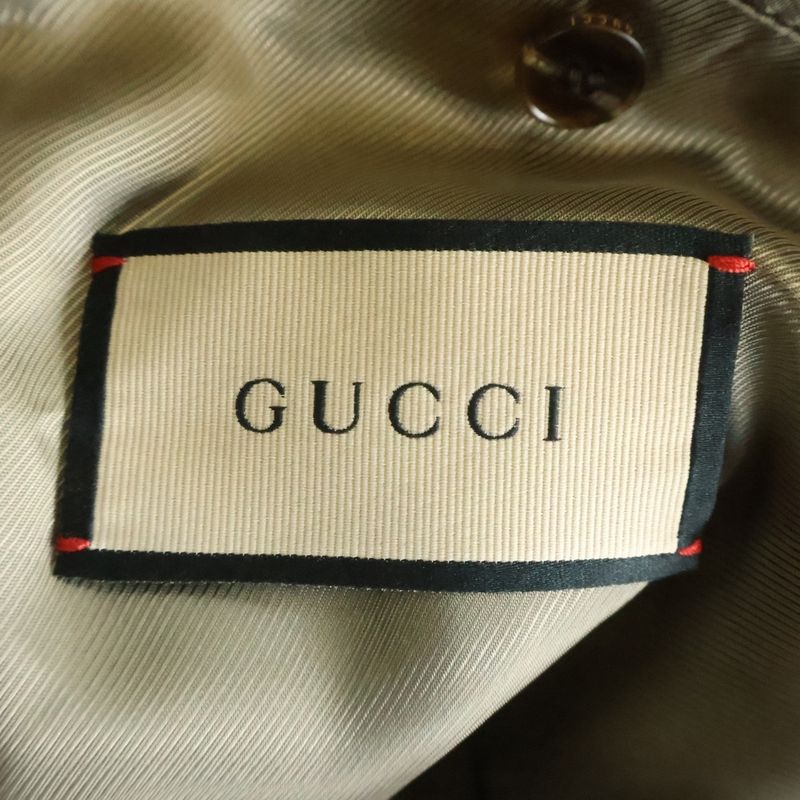 Gucci Wool Check Pattern No Color Long Coat Brown