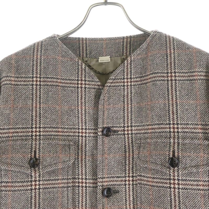 Gucci Wool Check Pattern No Color Long Coat Brown