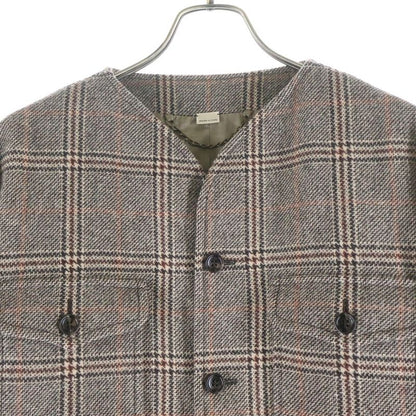 Gucci Wool Check Pattern No Color Long Coat Brown
