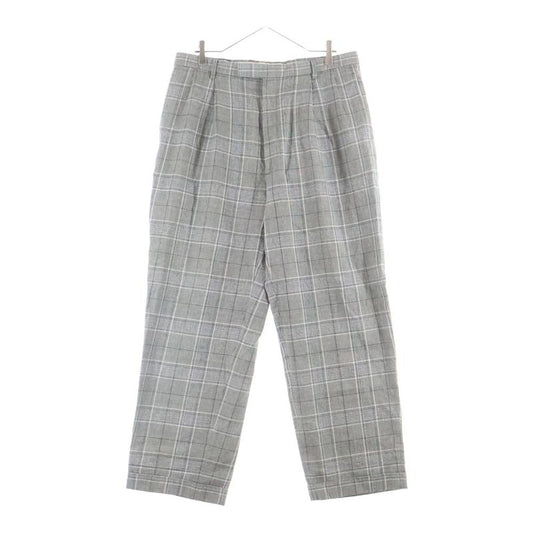 Gucci Wool Linen Plaid Trousers Slacks Pants Gray