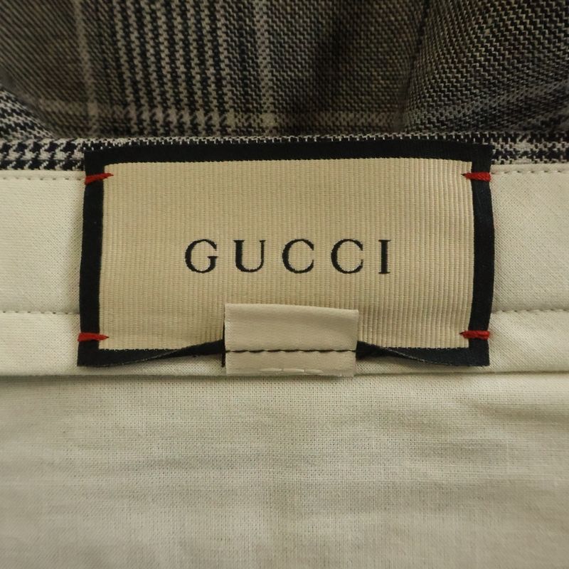 Gucci Wool Linen Plaid Trousers Slacks Pants Gray