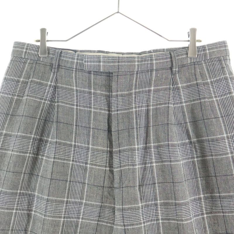 Gucci Wool Linen Plaid Trousers Slacks Pants Gray
