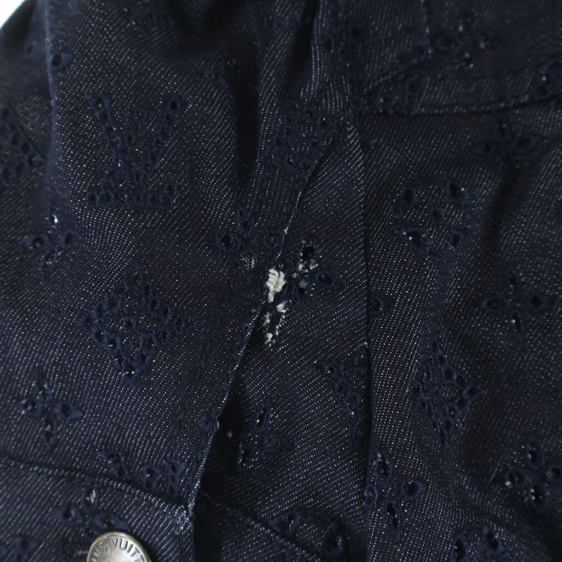 Louis Vuitton Cutwork Monogram All Over Pattern Puff Sleeve Denim Trucker