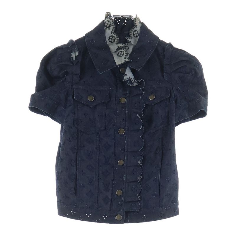 Louis Vuitton Cutwork Monogram All Over Pattern Puff Sleeve Denim Trucker