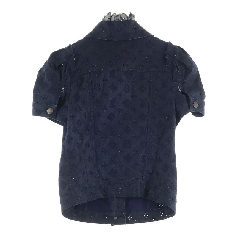 Louis Vuitton Cutwork Monogram All Over Pattern Puff Sleeve Denim Trucker